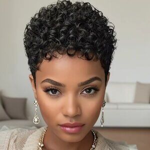 Short Afro Kinky Curly Wigs Human Hair Wig Pixie Cut Wig Short Wig